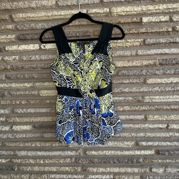 BCBGMaxAzria 100% Silk Colorful Strappy Faux Wrap Empire Top Size XS - Picture 9 of 9